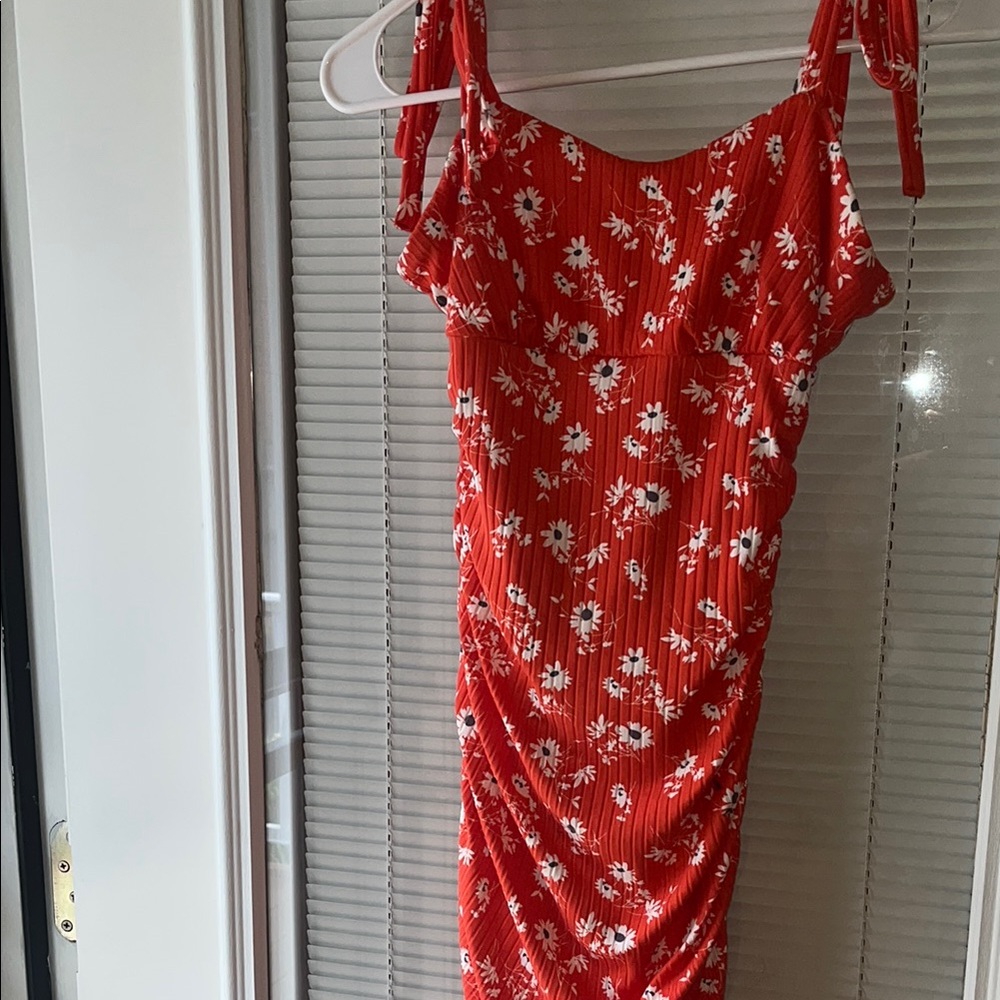 Altar'd State Red floral Sundress with tied Straps